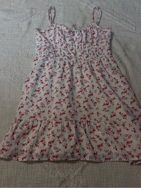 Hollister White Sundress with Red Floral Print
